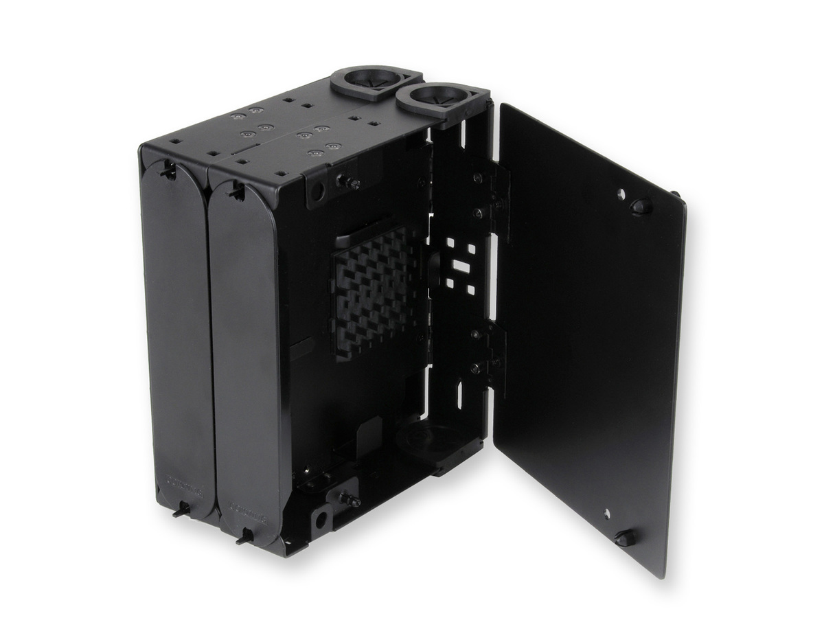 Wall-mountable, holds one CCH connector panel, black