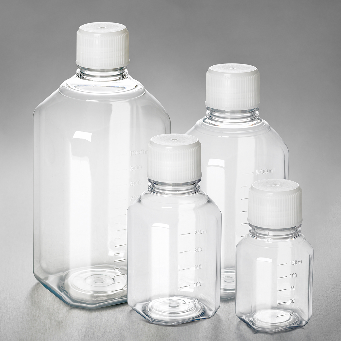 Biotainer Media Bottles, Clear PETG, 1000 ml Capacity, Case of 35 ea Bulk Pack