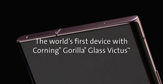 The Galaxy Note20 Ultra features Gorilla® Glass Victus™
