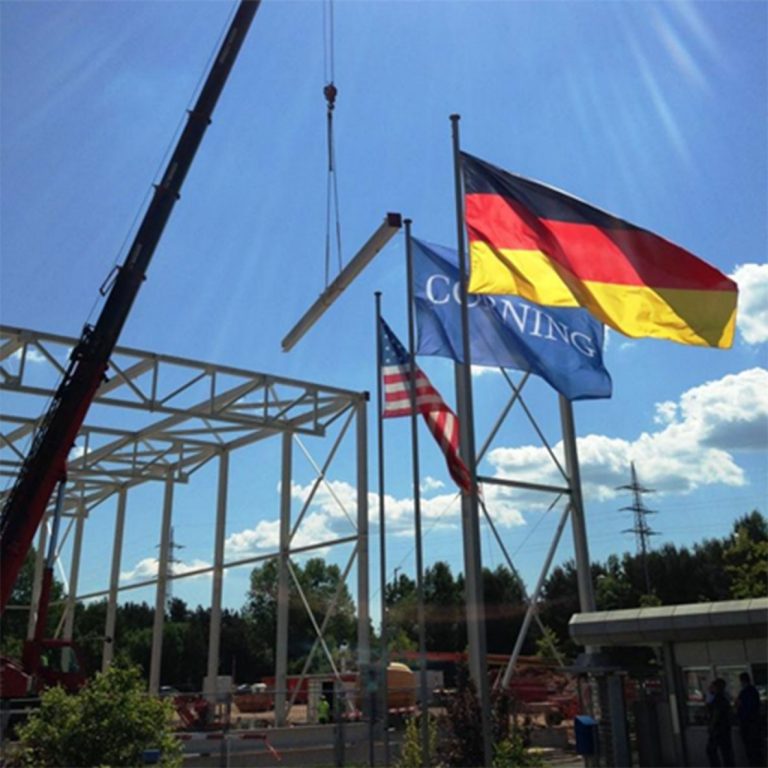 Germany, Corning Incorporated, United Stated of America flags