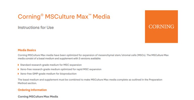 Corning® MSCulture Max™ Media Instructions for Use