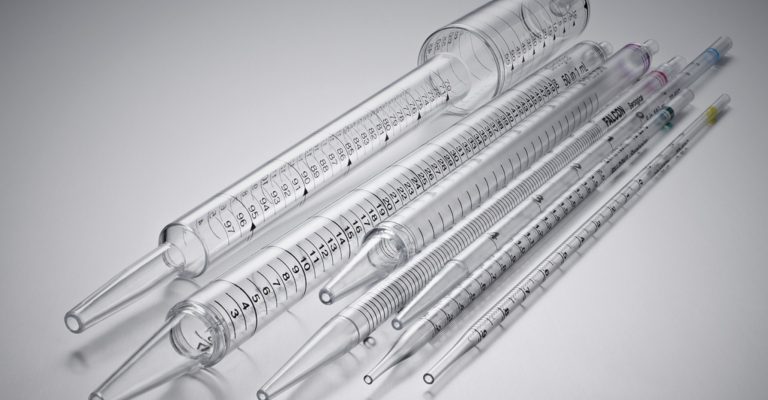 A group of serological pipets