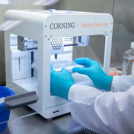 Scientist using The Corning Matribot Bioprinter