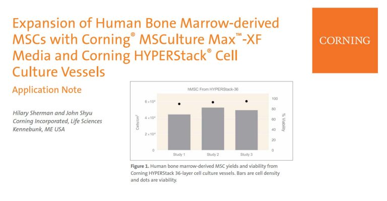 Bone Marrow-derived Human Mesenchymal Stem Cell Production in Corning® HYPERStack® 36-layer Cell Culture Vessels