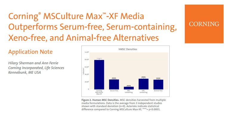 Corning® MSCulture Max™-XF Media Outperforms Serum-free, Serum-containing, Xeno-free, and Animal-free Alternatives