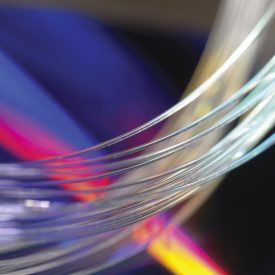 Loop of clear glass fiber