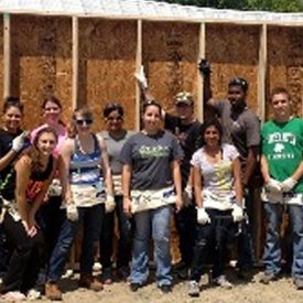 Corning interns on site during the home-building effort