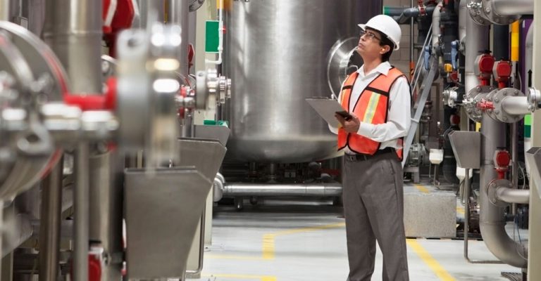 Woman working in plant