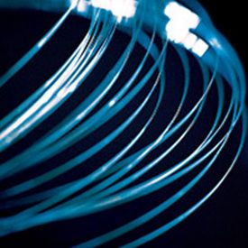 Loops of thin blue glass fiber bends easily