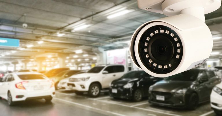 Security camera in parking deck