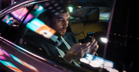 business man in car