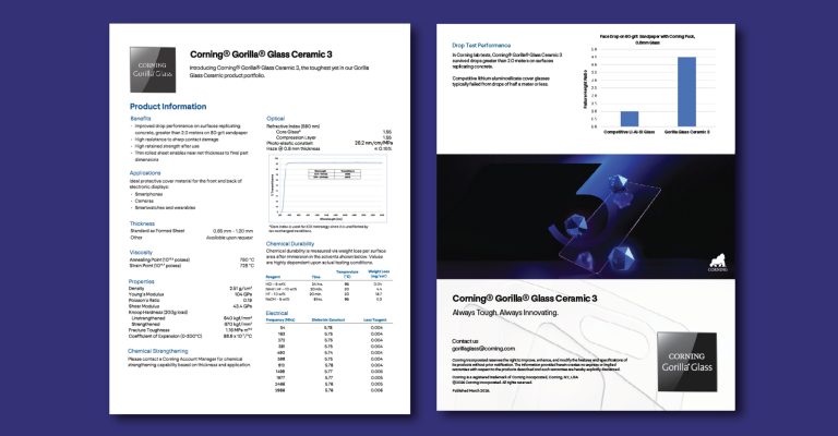 corning gorilla glass ceramic 3 PI Sheet