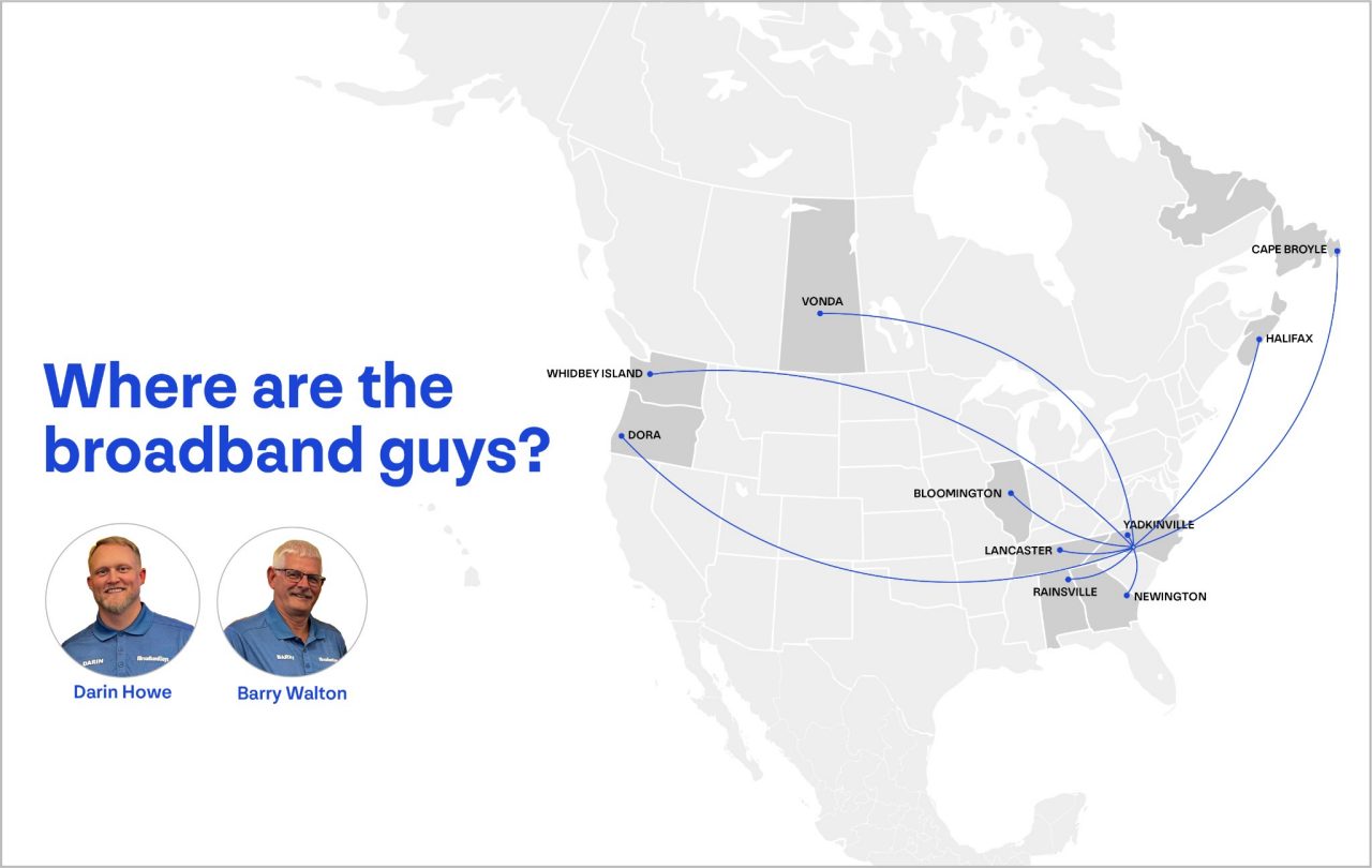 Map showing where the Broadband Guys have visited
