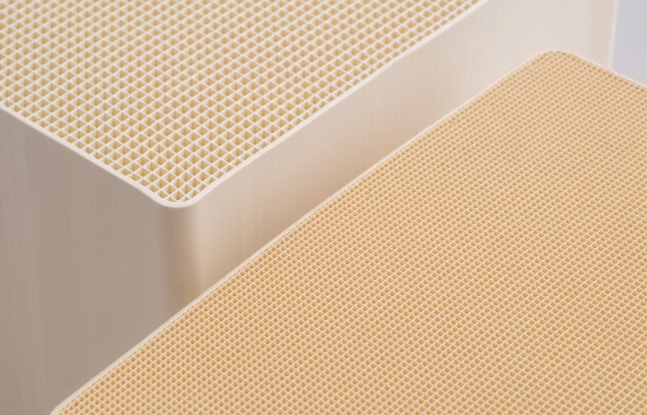 Studio shot of honeycomb at an acute angle.
