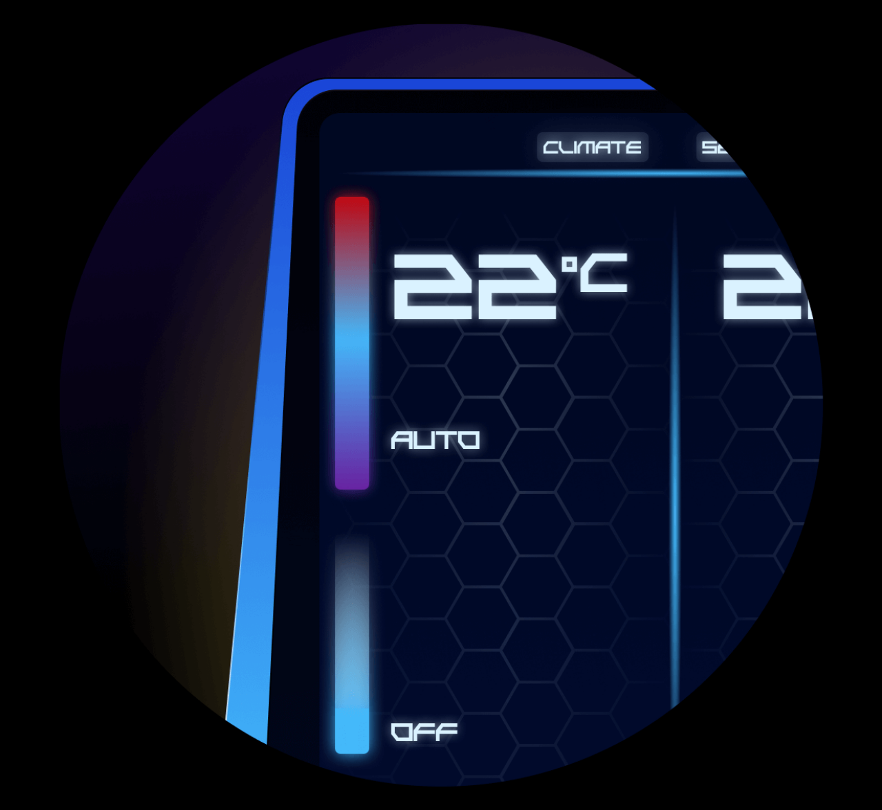 AI generated shot of the inside of a car looking onto a street