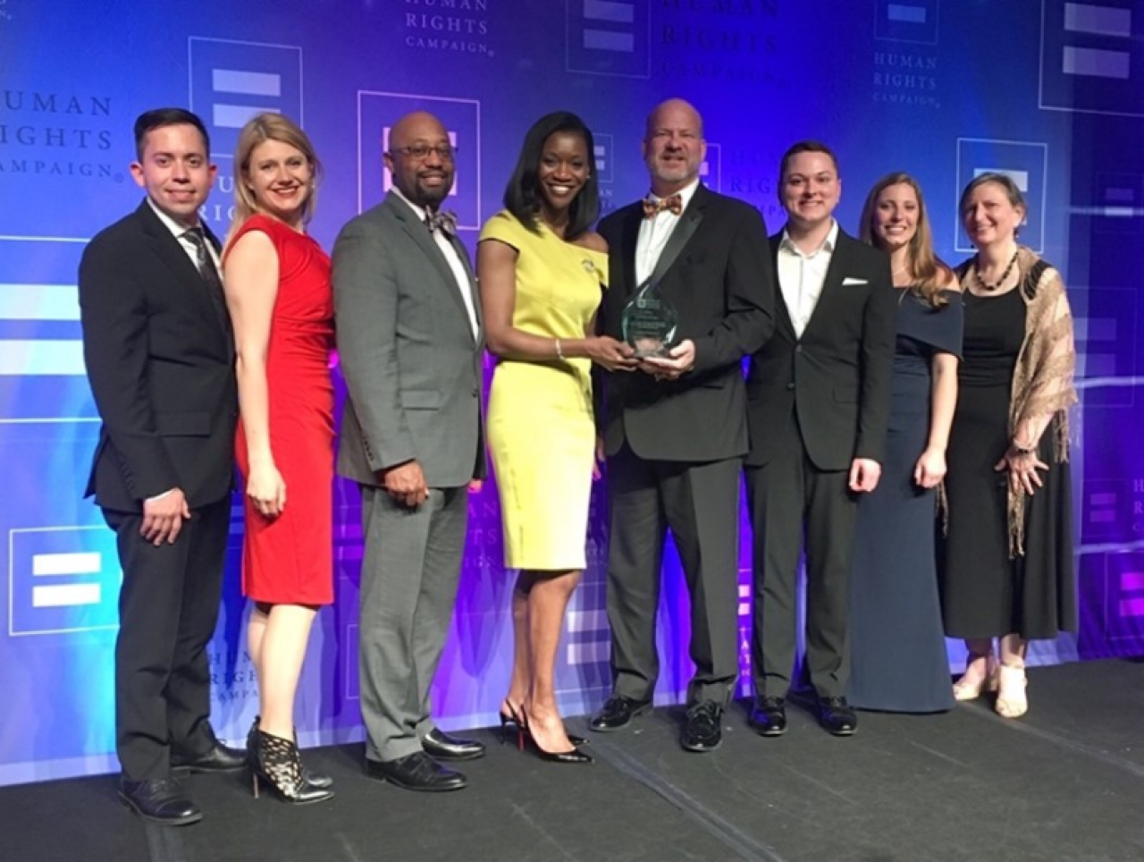 Spectra team accepting 2019 HRC Corporate Equality Aware at Western NY HRC Dinner